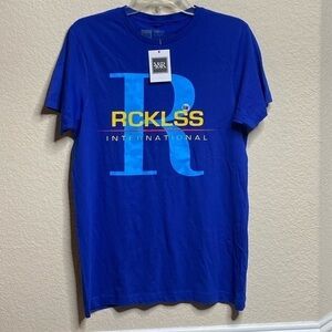 Young & Reckless Rcklss International T-Shirt Mens Size S Short Sleeve Blue